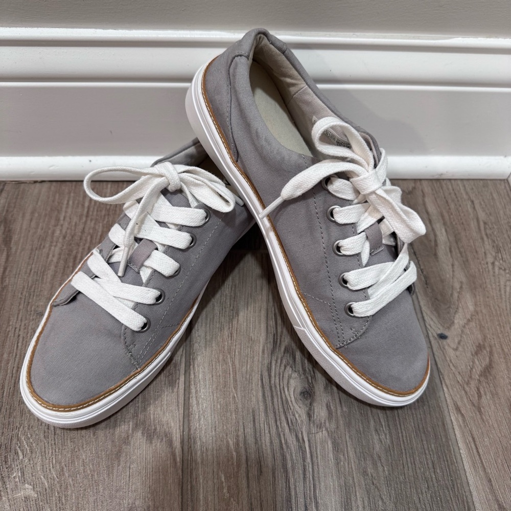 TOMS Alex Sneaker Skate Lace Up Drizzle Gray Canvas Womens Size US 8.5